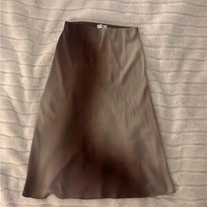 Babaton Brown Asymmetrical Midi Pencil Skirt